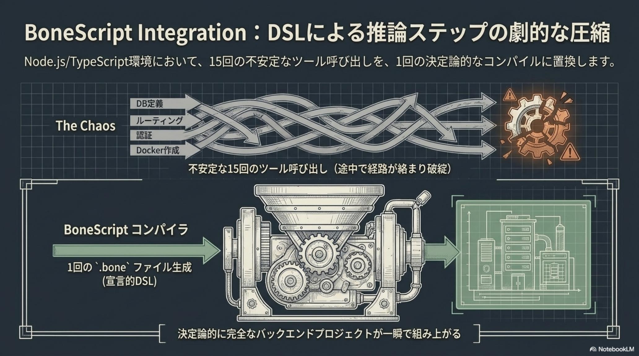BoneScript Integration — DSL による推論ステップの劇的な圧縮