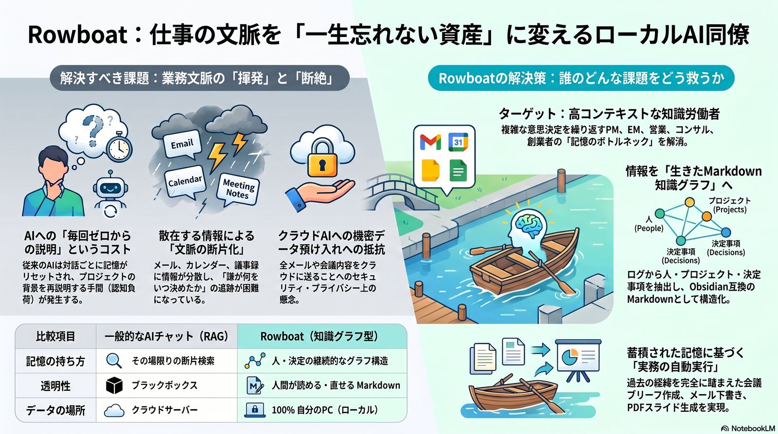 Rowboat — 仕事の文脈を「一生忘れない資産」に変えるローカル AI 同僚