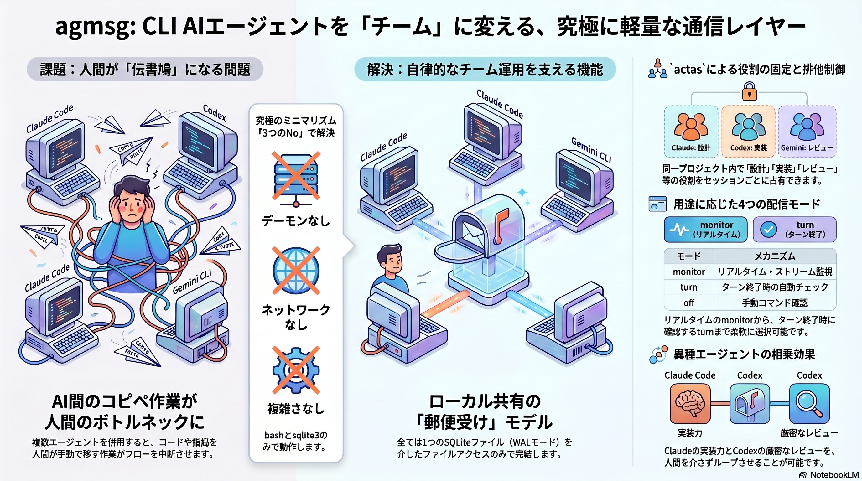 agmsg — CLI AIエージェントを『チーム』に変える究極に軽量な通信レイヤー