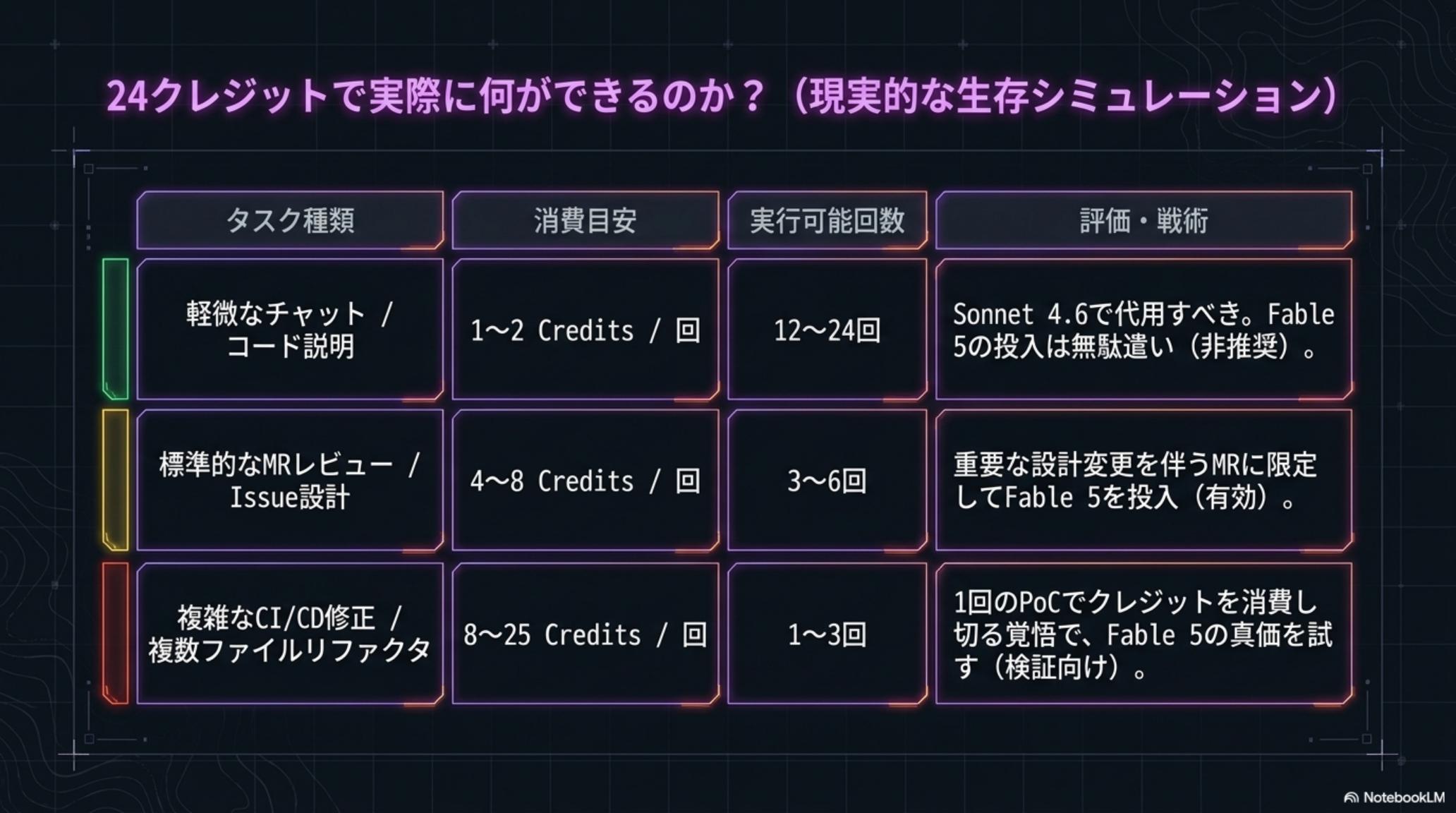 24クレジットで実際に何ができるのか（現実的な生存シミュレーション）