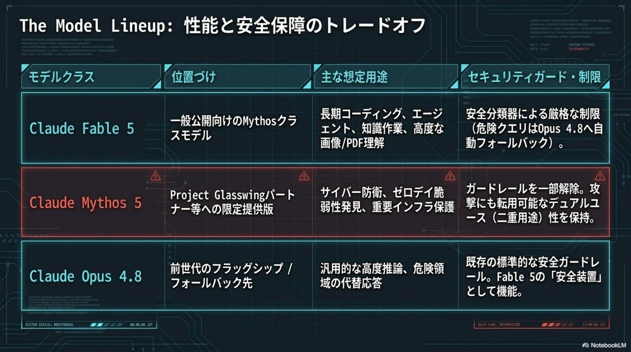 The Model Lineup — 性能と安全保障のトレードオフ