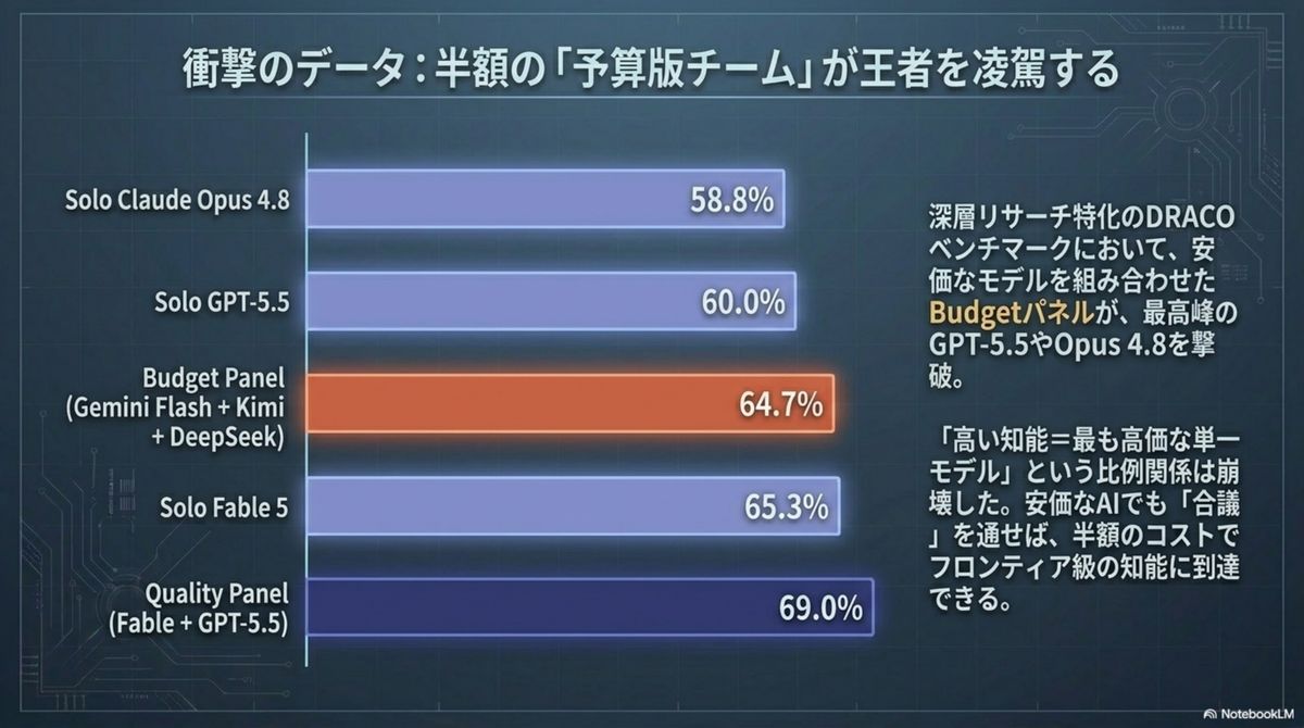 衝撃のデータ：半額の予算版チームが王者を凌駕する DRACO ベンチマーク