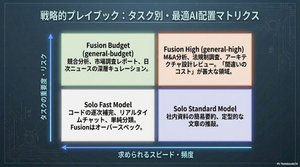 戦略的プレイブック：タスク別・最適AI投入マトリクス