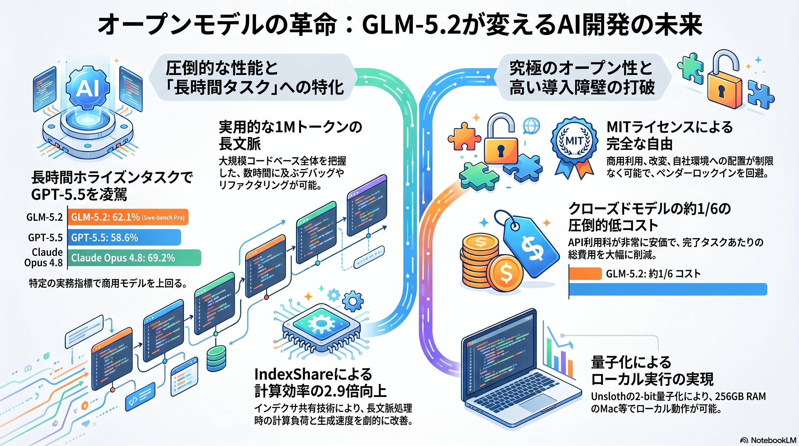GLM-5.2 の全体像 — オープンモデルの革命：性能・コスト・主権を一本に束ねる
